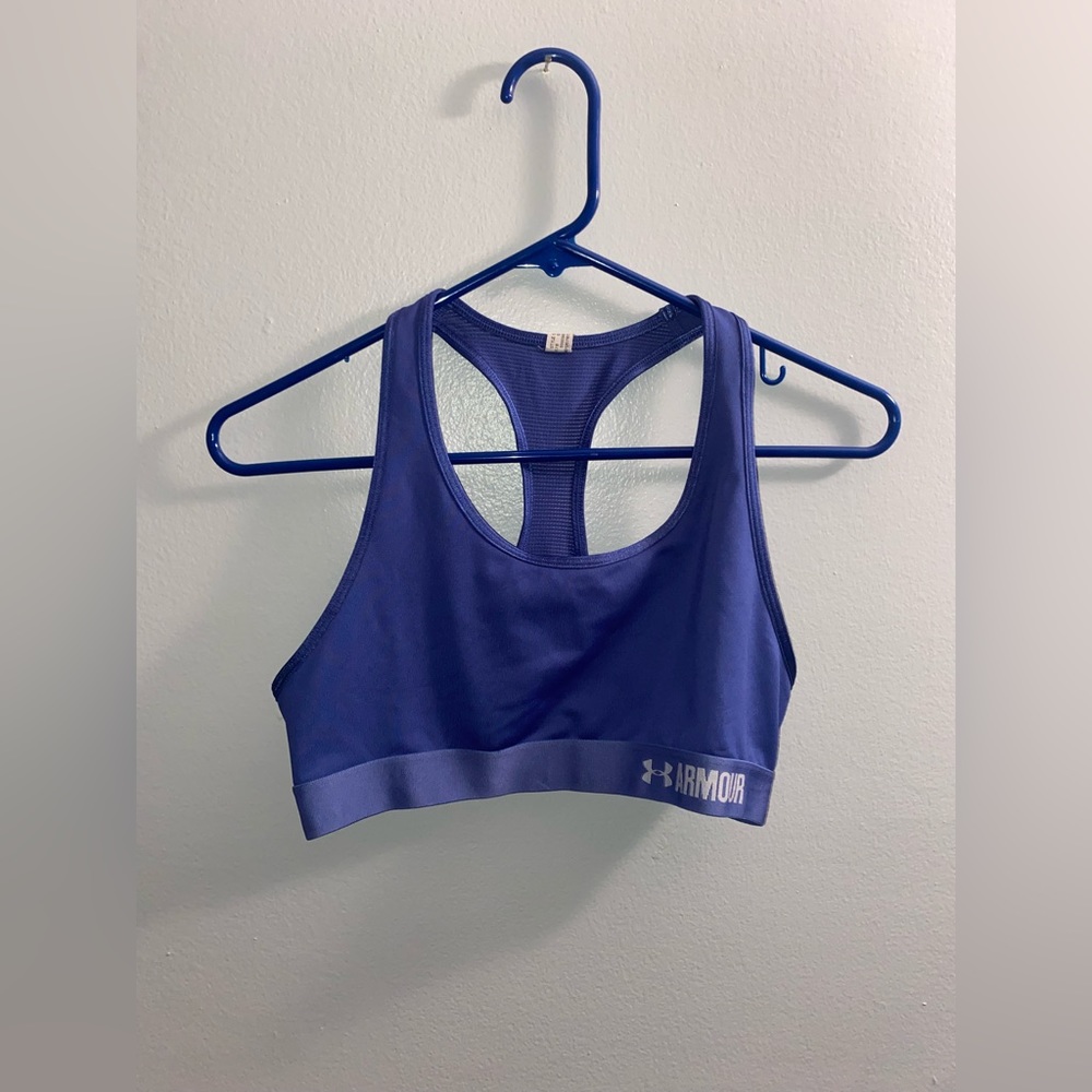 Womens Under Armour Blue Purple Racerback Sports Bra Size Medium